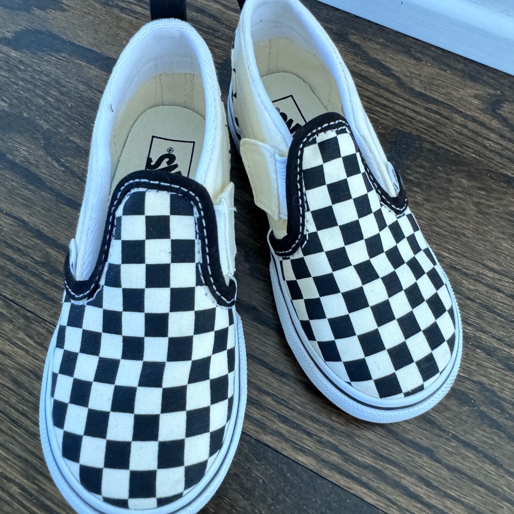 Vans Kids Checkerboard Slip-On Sneakers - Black & White
